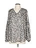 BTFBM 100% Polyester Animal Print Silver Black Long Sleeve Blouse Size L - photo 1
