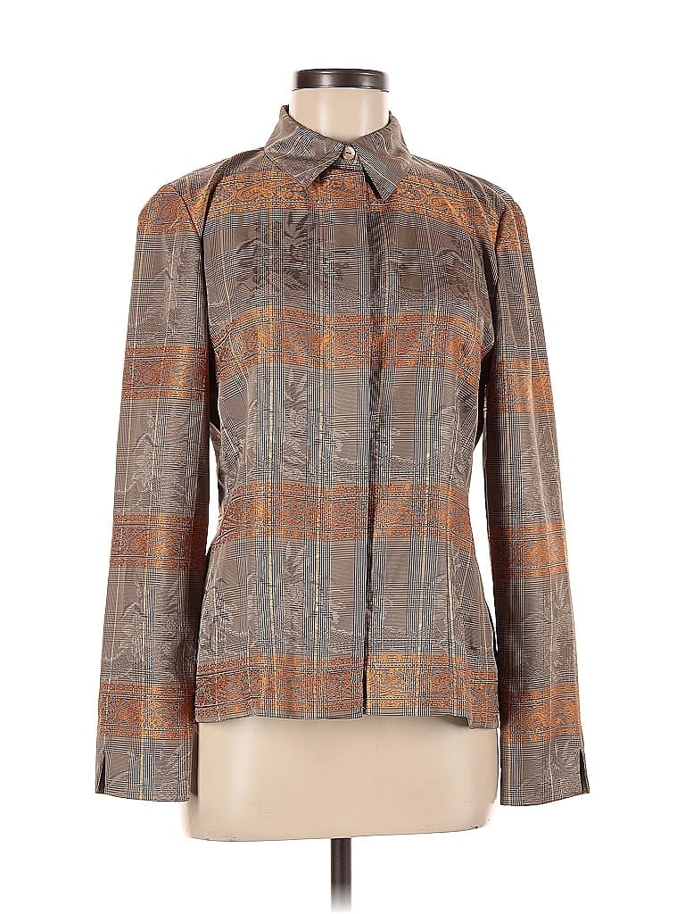 Pre-owned Garfield & Marks Long Sleeve Blouse In Brown