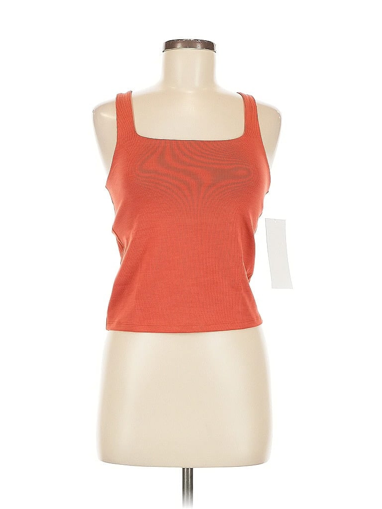 Lezat Tank Top Orange Square Neckline Tops
