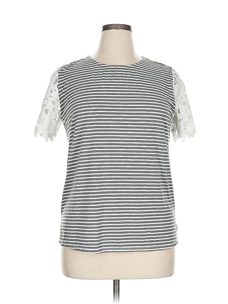 SUNDAY IN BROOKLYN Pre-owned Short Sleeve Top Silver Crew Neck Tops