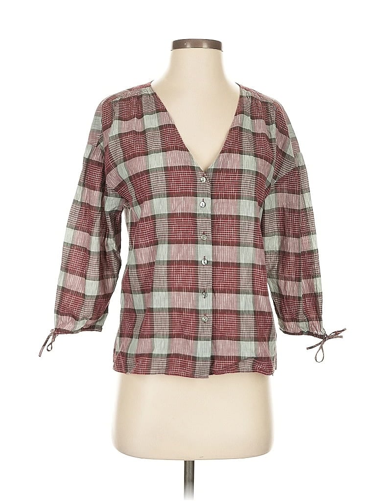 Pre-owned Madewell 3/4 Sleeve Blouse In Burgundy