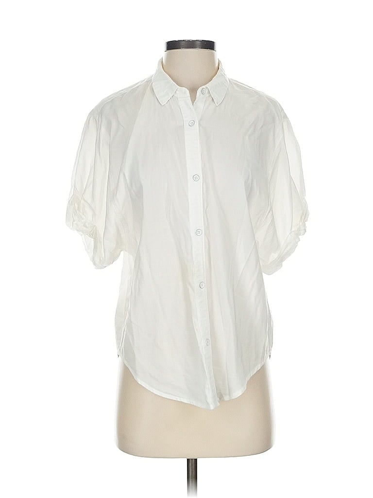 Pre-owned Splendid Short Sleeve Blouse In White