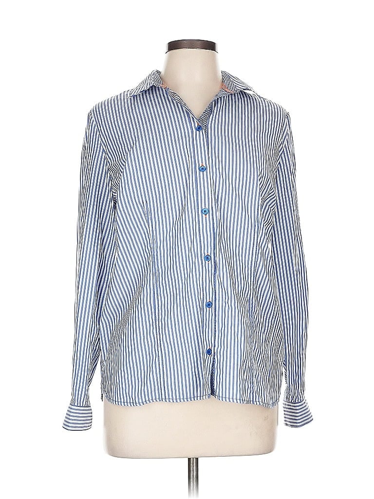 Pre-owned Venus Long Sleeve Blouse In Blue