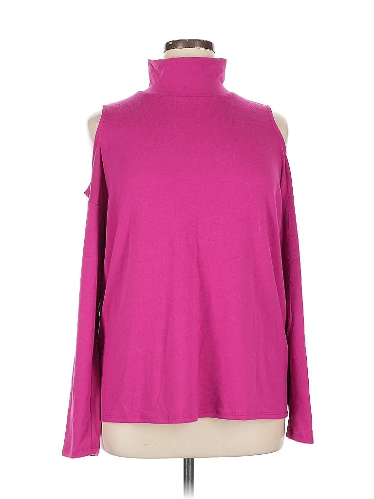 Pre-owned Gibson Look Long Sleeve Turtleneck In Pink