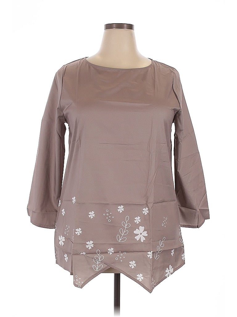 Pre-owned Shein Curve 3/4 Sleeve Blouse In Brown