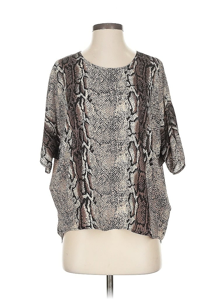 Pre-owned Buddy Love Short Sleeve Blouse In Brown