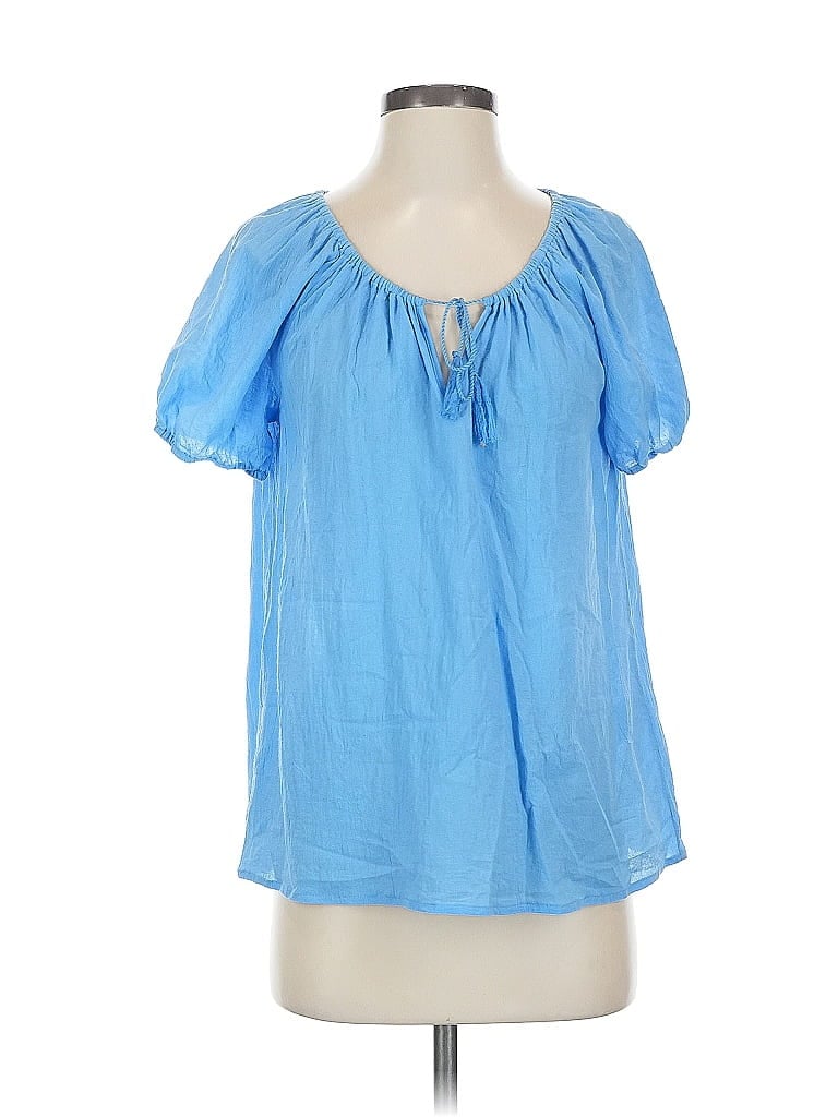 Pre-owned Joie Short Sleeve Blouse In Blue