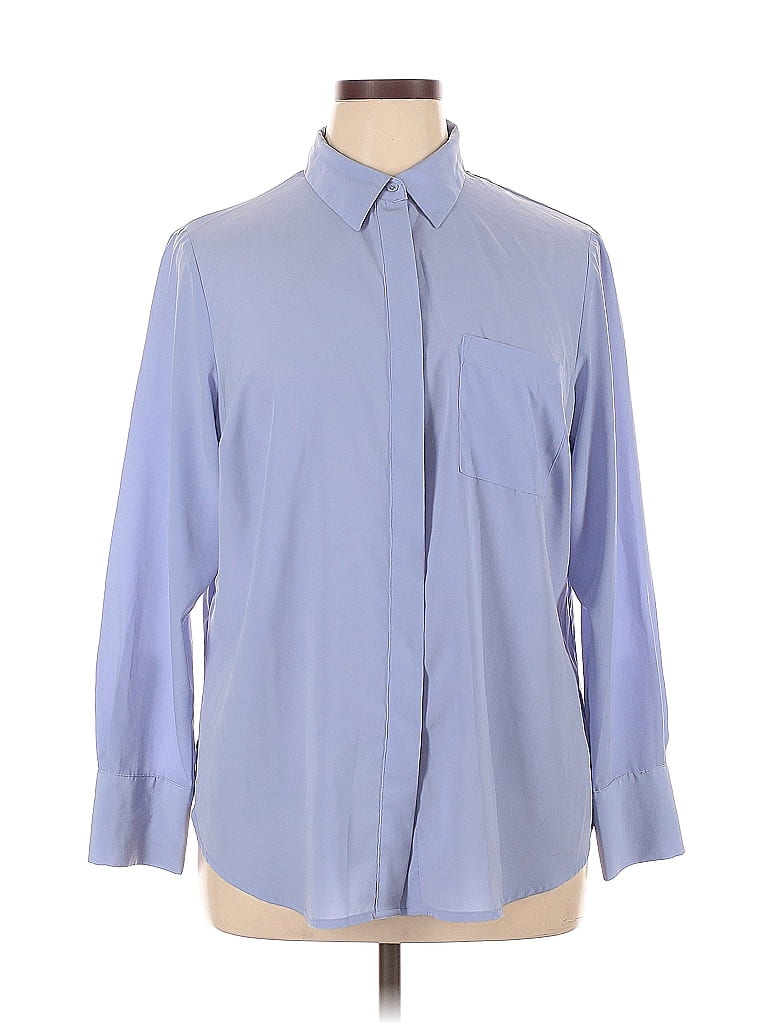 Pre-owned Nine West Long Sleeve Blouse In Blue