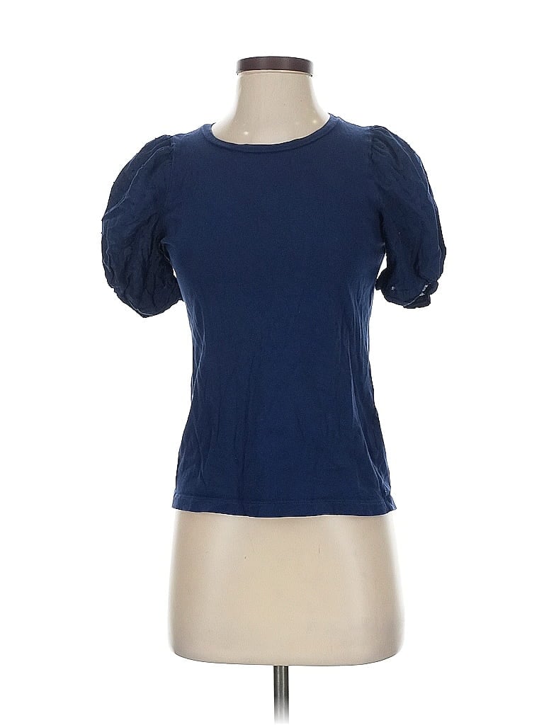 Pre-owned J.crew Factory Store Short Sleeve Top Blue Sweetheart Neckline Tops