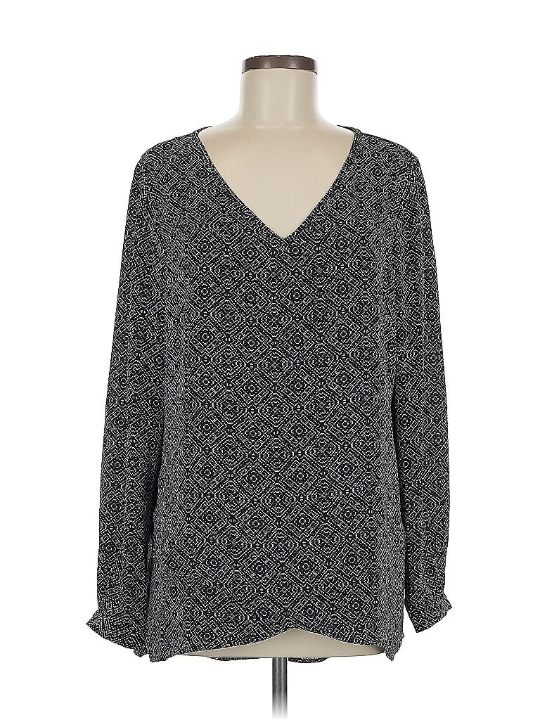 Pre-owned Chelsea & Theodore Long Sleeve Blouse In Black