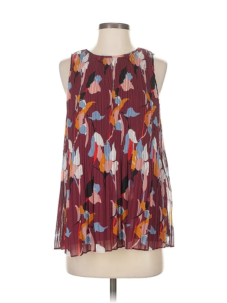 Pre-owned Halogen Sleeveless Blouse In Burgundy