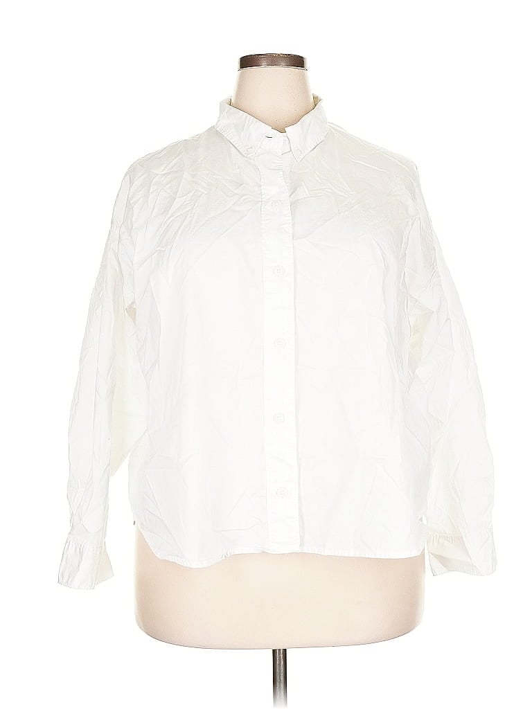Pre-owned Old Navy 3/4 Sleeve Button Down Shirt In White