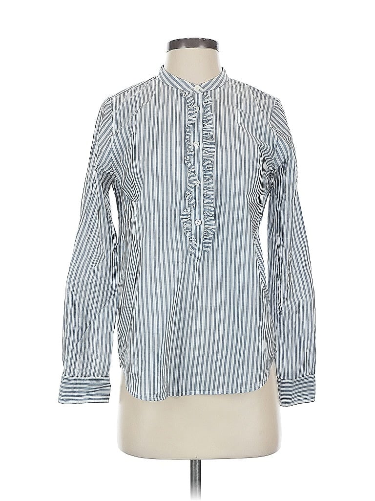Pre-owned J.crew Factory Store Long Sleeve Blouse In Blue