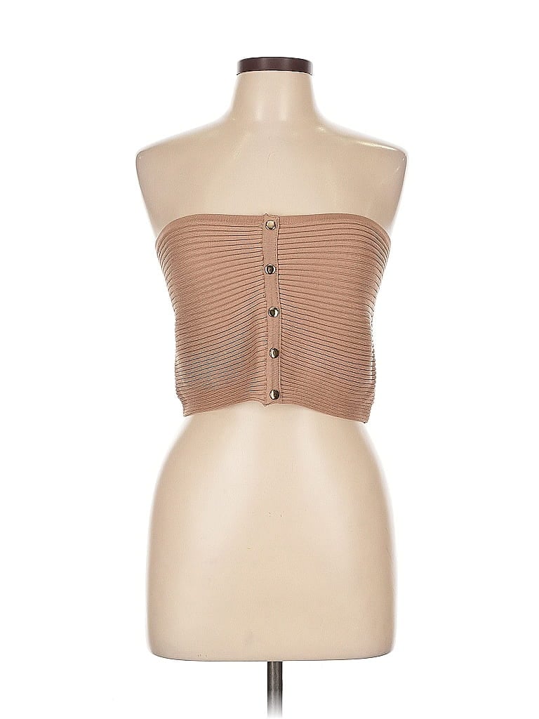 Pre-owned Fashion Nova Sleeveless Top Brown Strapless Neckline Tops