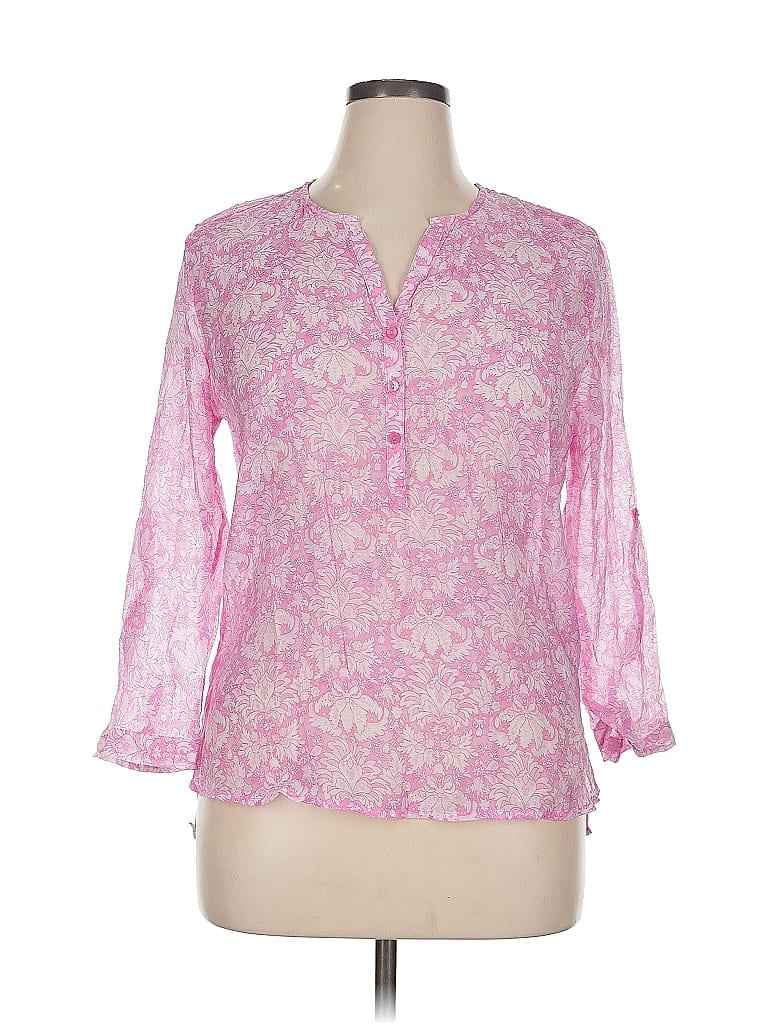 Pre-owned Grand & Greene 3/4 Sleeve Blouse In Pink