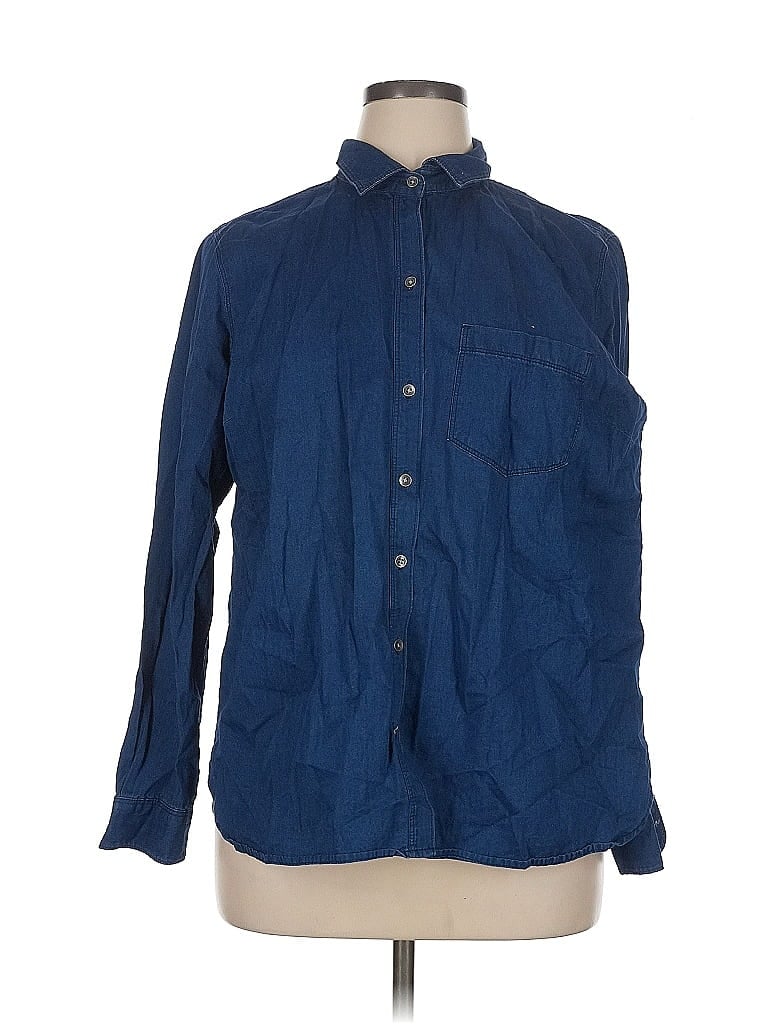 Pre-owned Old Navy Long Sleeve Button Down Shirt In Blue