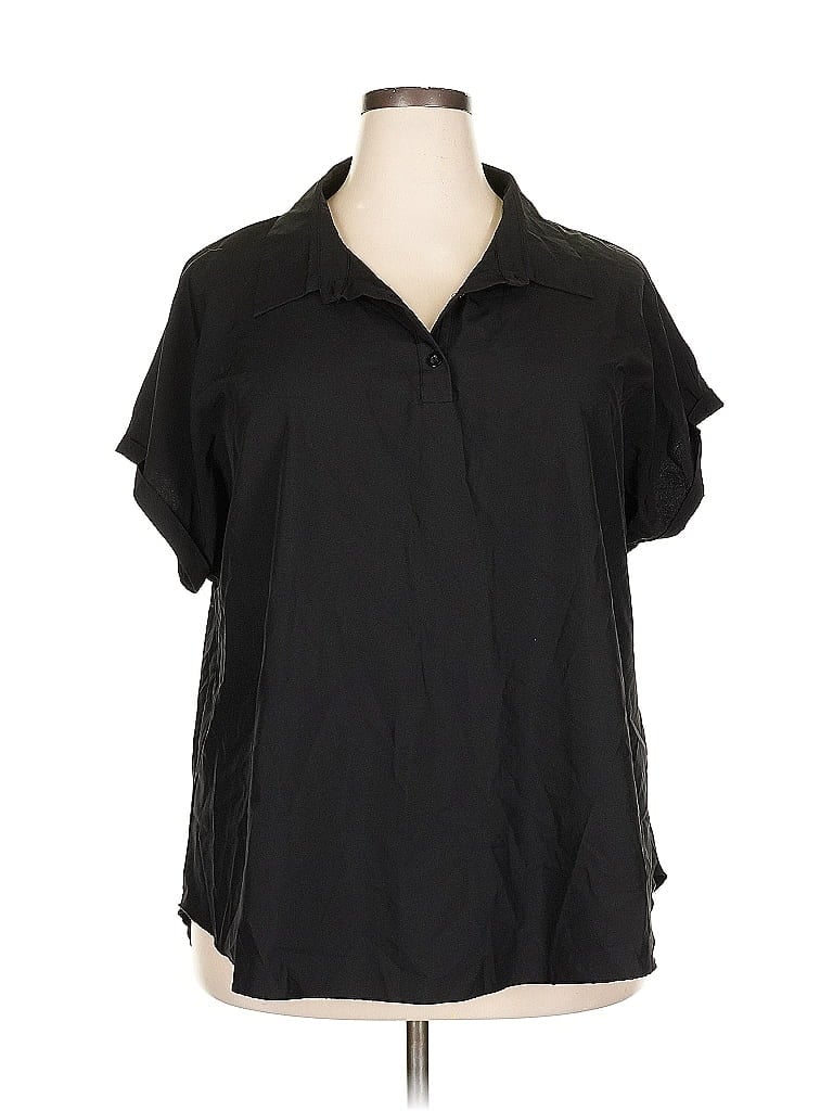 Pre-owned Shein Curve Short Sleeve Polo Shirt In Black