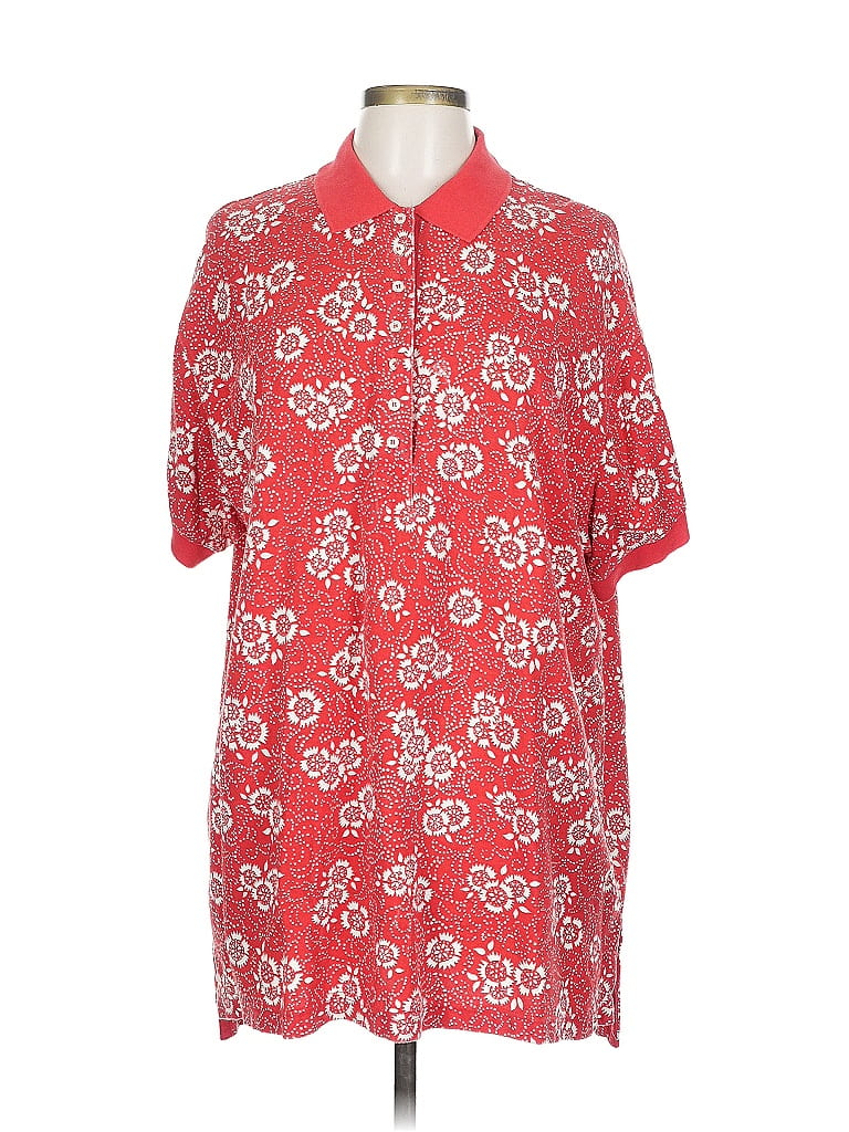 Pre-owned Jones New York Sport Short Sleeve Polo Shirt In Red