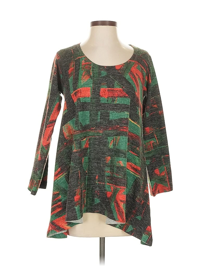 NALLY & MILLIE Pre-owned 3/4 Sleeve Top Green Square Neckline Tops