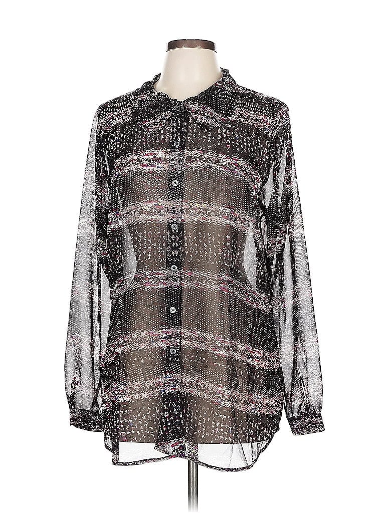 Pre-owned Cabi Long Sleeve Blouse In Silver