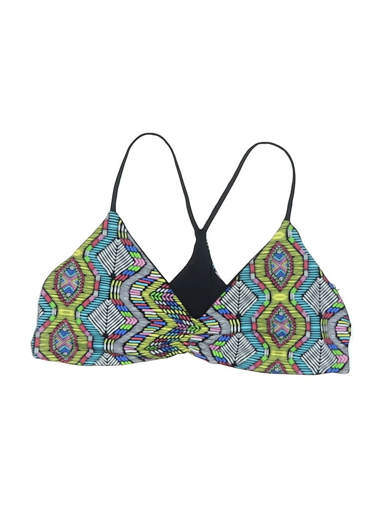 Pre-owned L*space Swimsuit Top Black Print Pattern Swimwear