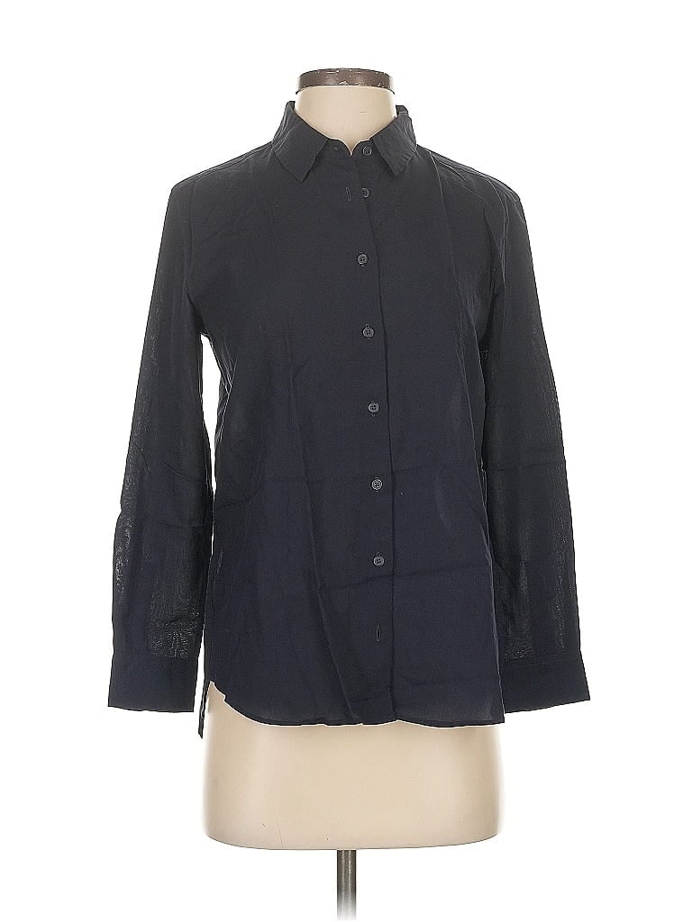 Pre-owned Uniqlo 3/4 Sleeve Button Down Shirt In Black