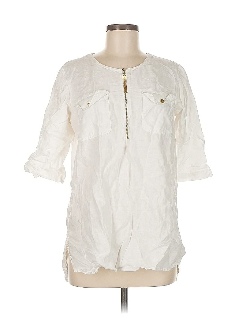 Pre-owned Ellen Tracy 3/4 Sleeve Blouse In White