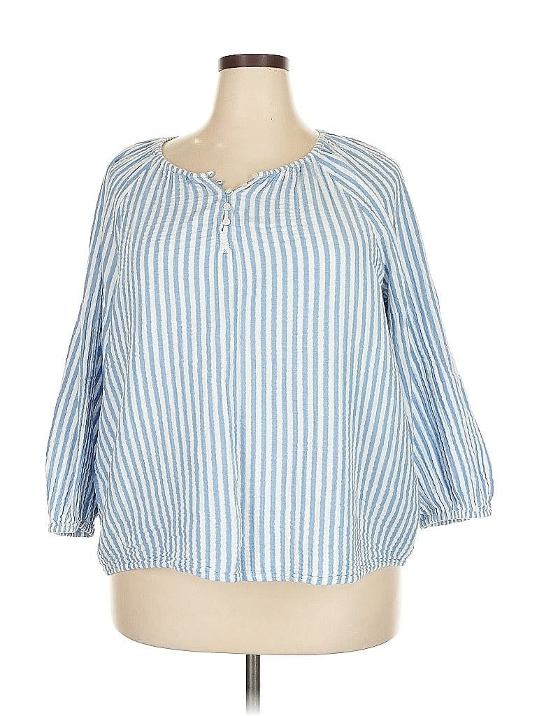 Pre-owned Old Navy 3/4 Sleeve Blouse In Blue