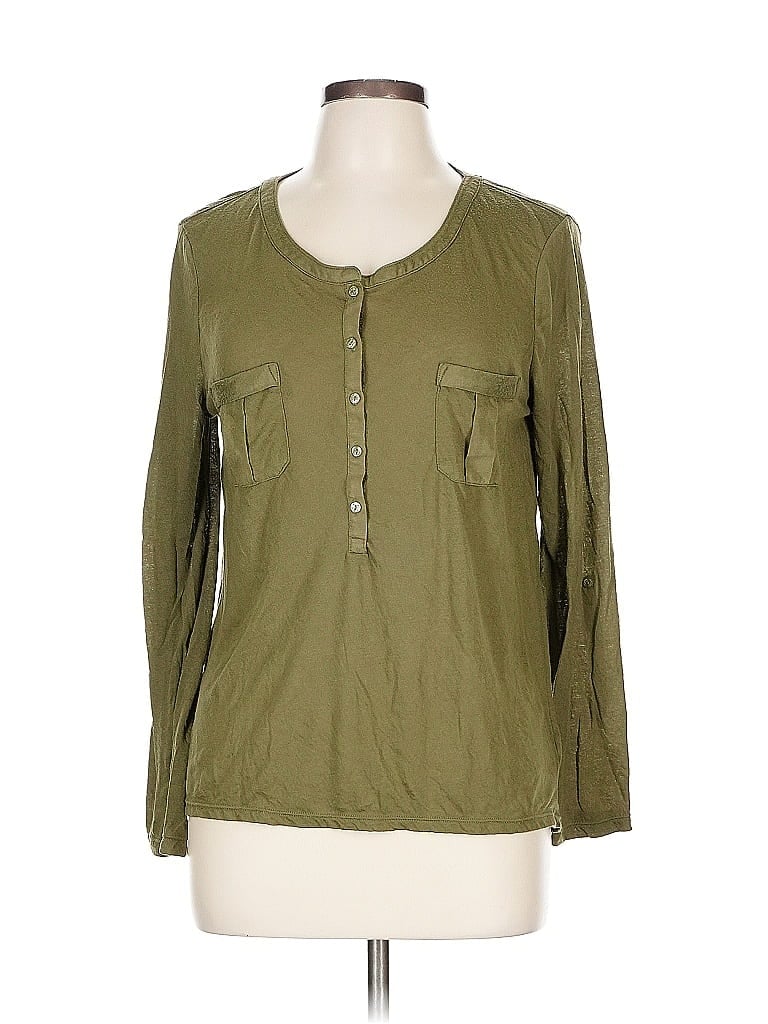 Pre-owned American Eagle Outfitters Long Sleeve Henley Shirt In Green