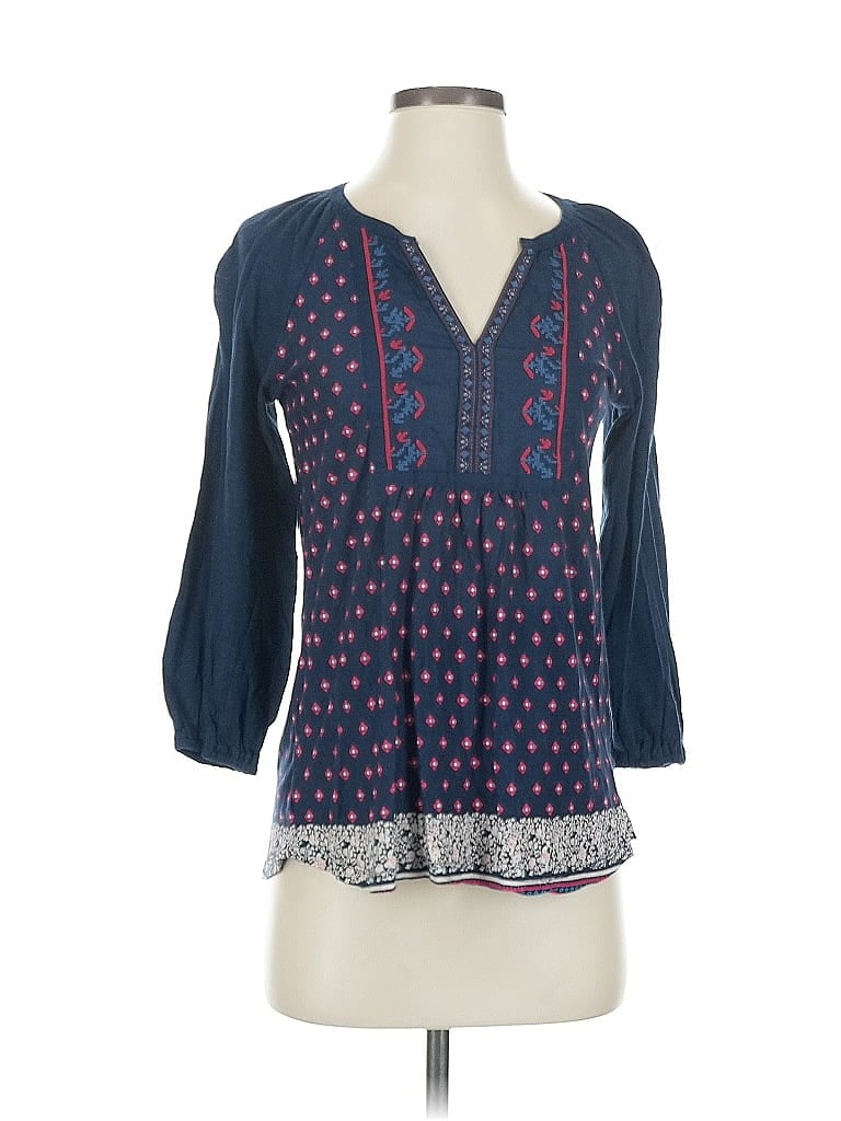 Pre-owned Assorted Brands 3/4 Sleeve Blouse In Blue