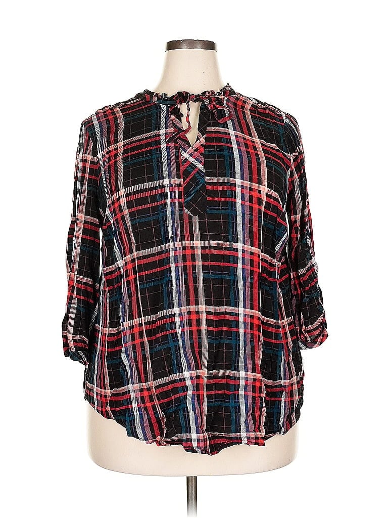 Pre-owned Torrid 3/4 Sleeve Blouse In Black