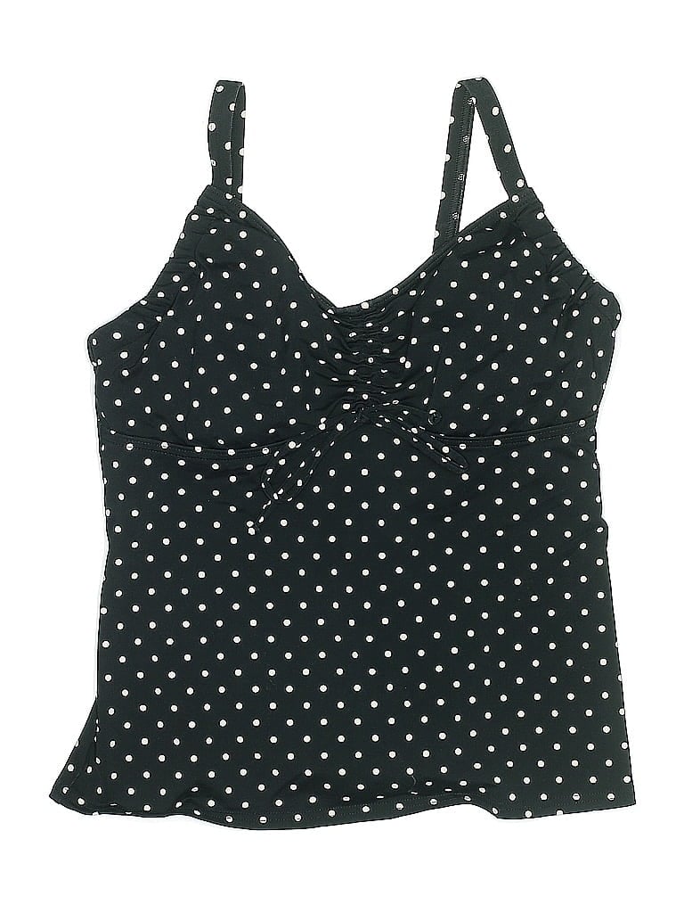 Pre-owned Lands' End Swimsuit Top Black Polka Dots Pattern Swimwear