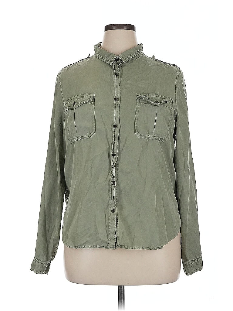 Pre-owned Universal Thread Long Sleeve Button Down Shirt In Green