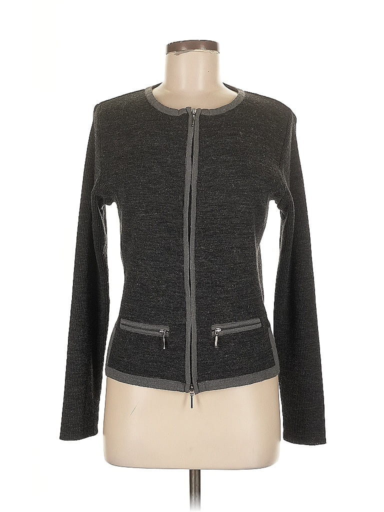 Pre-owned Venus Long Sleeve Top Gray Crew Neck Tops