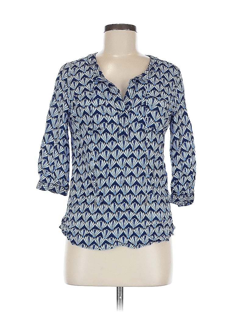 Pre-owned Stylus 3/4 Sleeve Blouse In Blue
