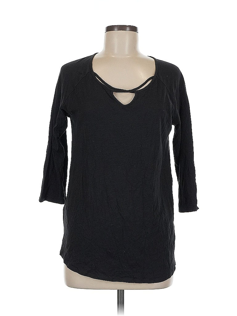 Pre-owned Eddie Bauer 3/4 Sleeve T-shirt In Black