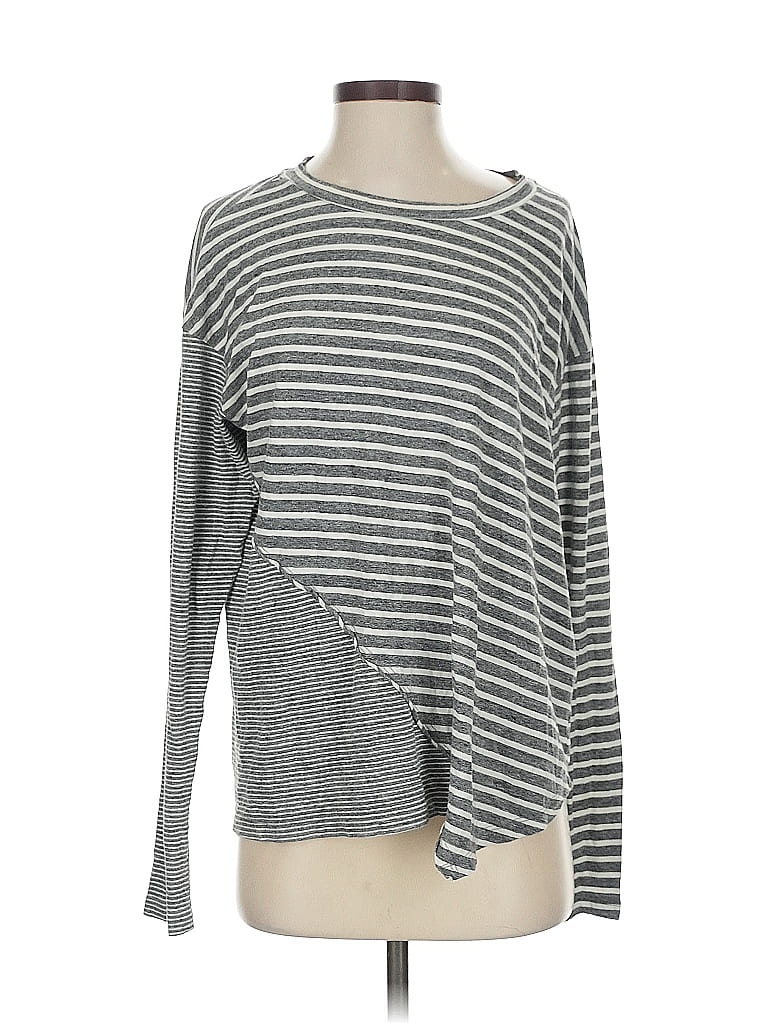 Pre-owned Current Elliott Long Sleeve T-shirt In Gray