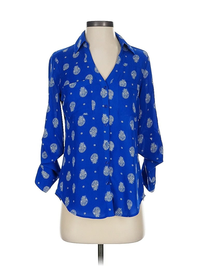 EXPRESS Pre-owned 3/4 Sleeve Blouse In Blue