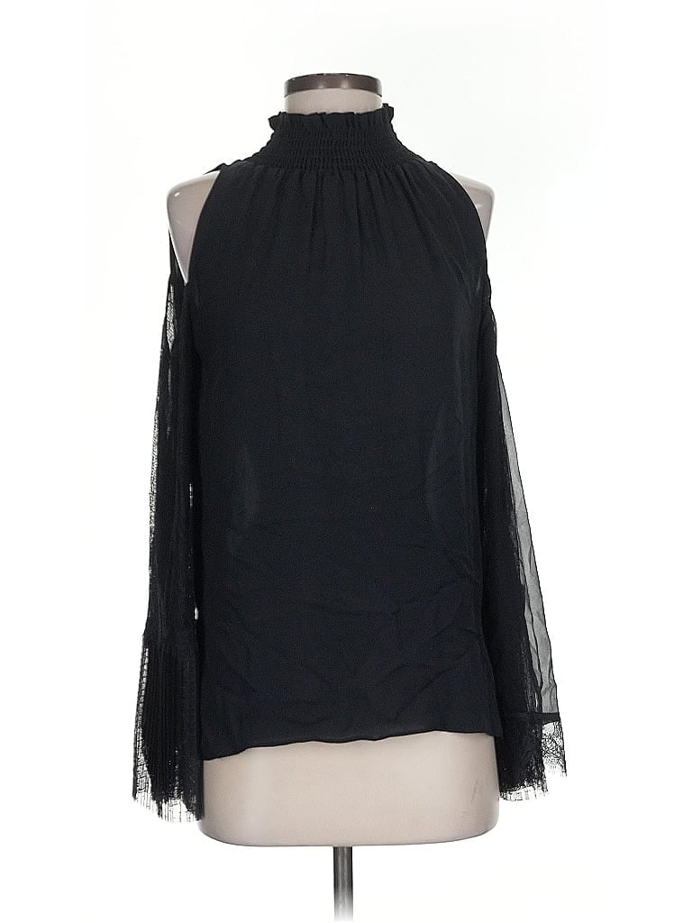 Pre-owned Kobi Halperin Sleeveless Silk Top Black Halter Neckline Tops