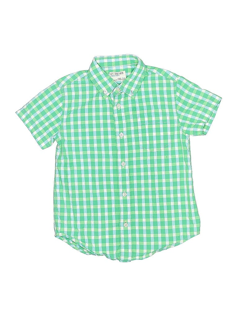 Pre-owned Crewcuts Kids' Short Sleeve Button Down Shirt In Green