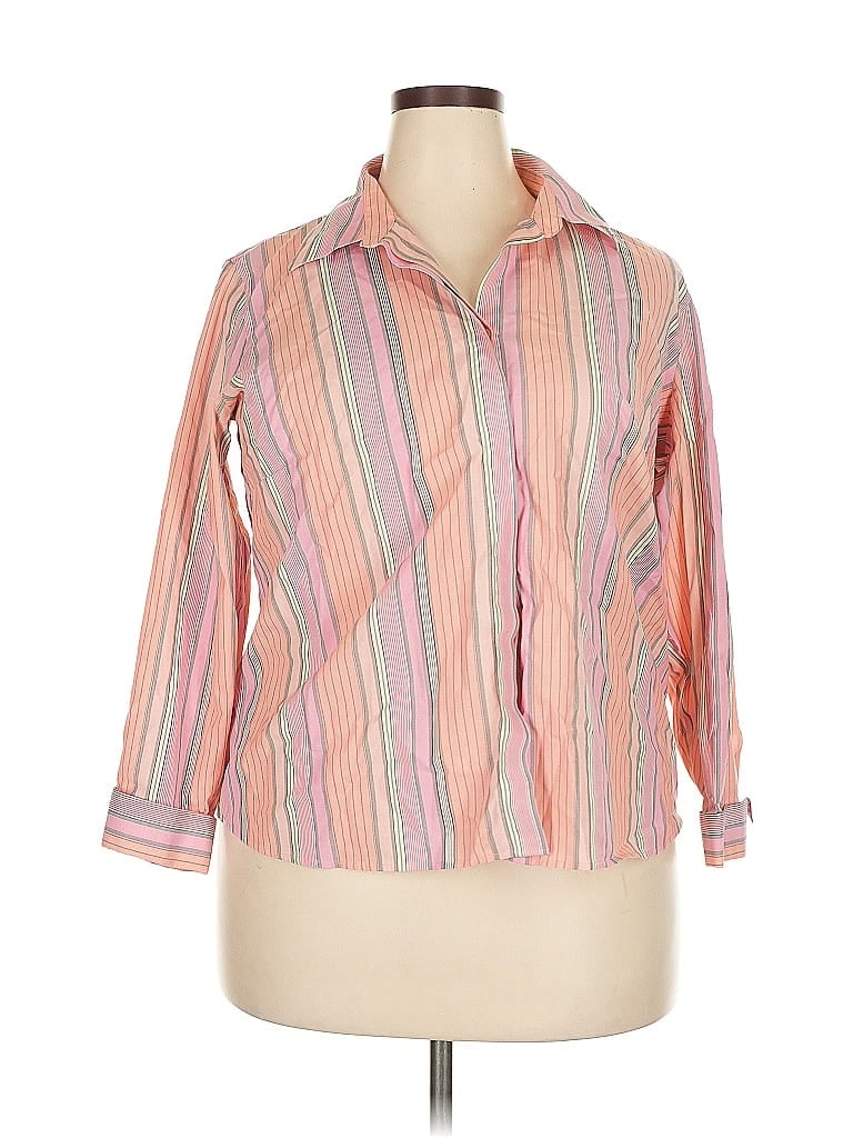 Pre-owned Talbots Outlet 3/4 Sleeve Button Down Shirt In Pink