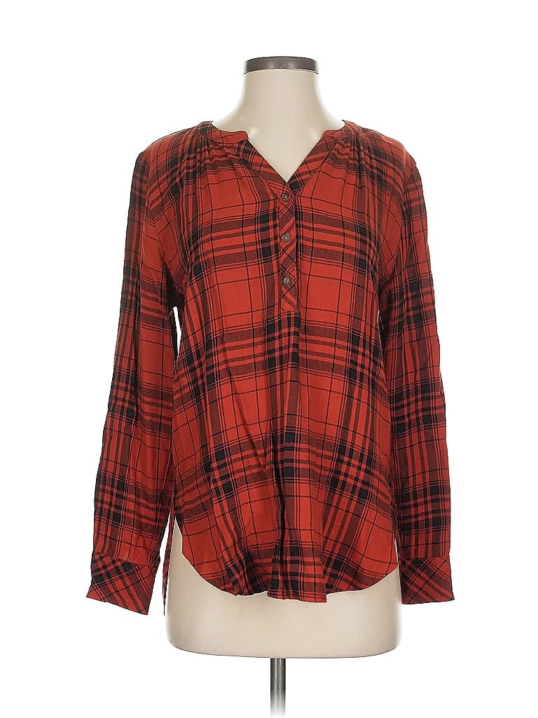 Pre-owned Universal Thread Long Sleeve Blouse In Red
