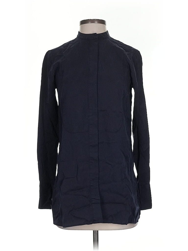 Pre-owned Theory Long Sleeve Blouse In Blue