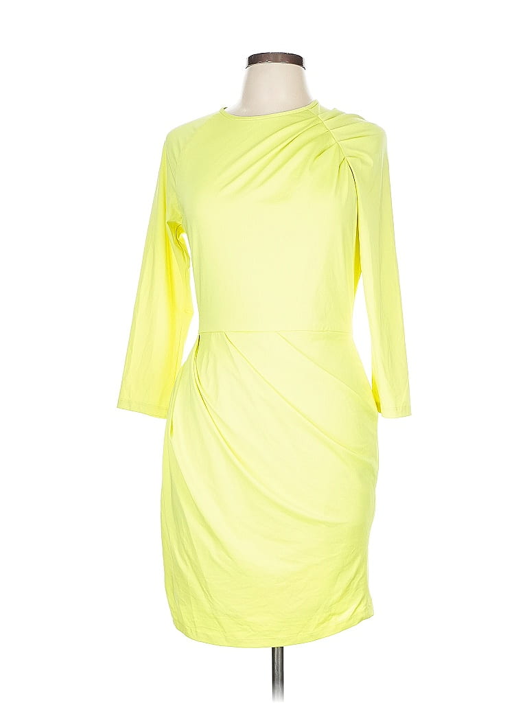 Black Halo Solid Yellow Cocktail Dress Size 10 - photo 1