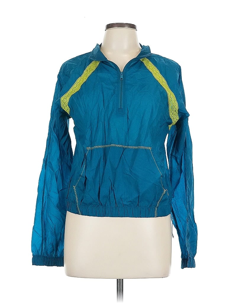 Click to view more detailed imagery on our partner's website Pre-owned Adore Me Long Sleeve Top Teal Collared Neckline Tops In Blue