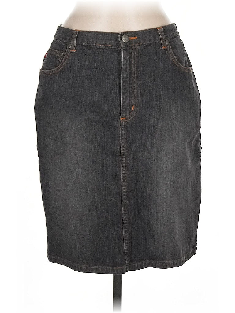 Pre-owned Chico's Denim Skirt In Gray