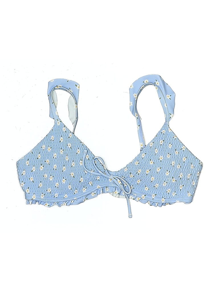 Pre-owned Hollister Swimsuit Top Blue Print Pattern Swimwear