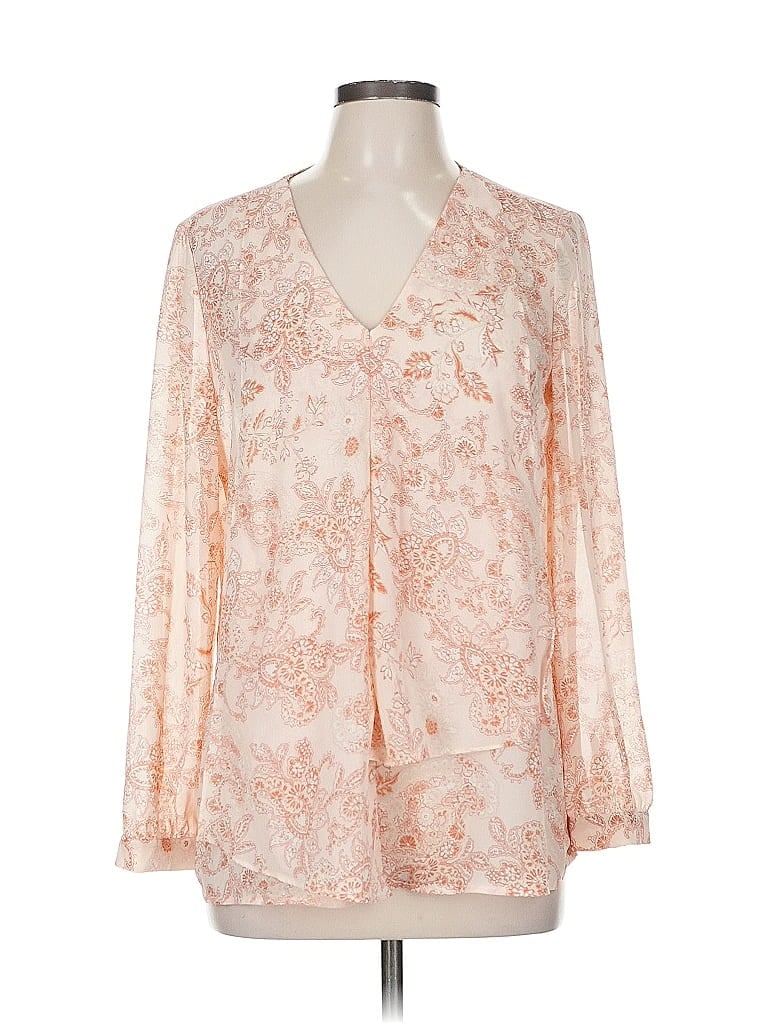 Pre-owned Chico's Long Sleeve Blouse In White