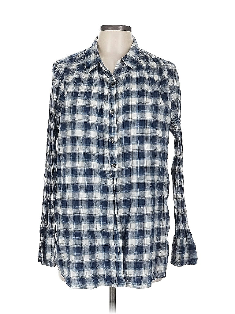 Pre-owned Caslon Long Sleeve Button Down Shirt In Blue