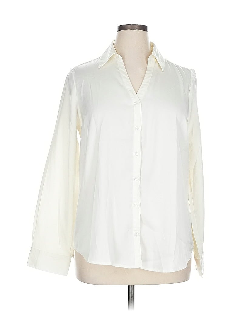 Pre-owned Fortune + Ivy Long Sleeve Blouse In White